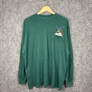 Vintage Disney Store Long Sleeve Shirt Mens XXL Green Pocket Graphic